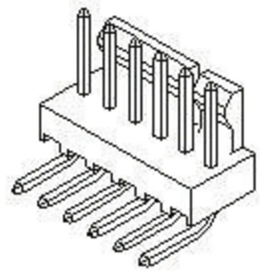 Molex KK 254 Series Right Angle Through Hole Pin Header 6 Contacts 2.54 mm Pitch 1 Row Unshrouded 22-12-4062