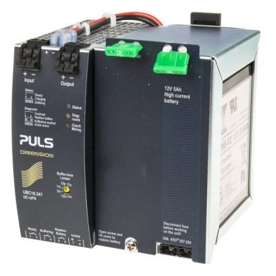 PULS 24V, 28 V Input Uninterruptible Power Supply with 15A Current, 22.5V DC Output, DIN Rail Mount UBC10.241