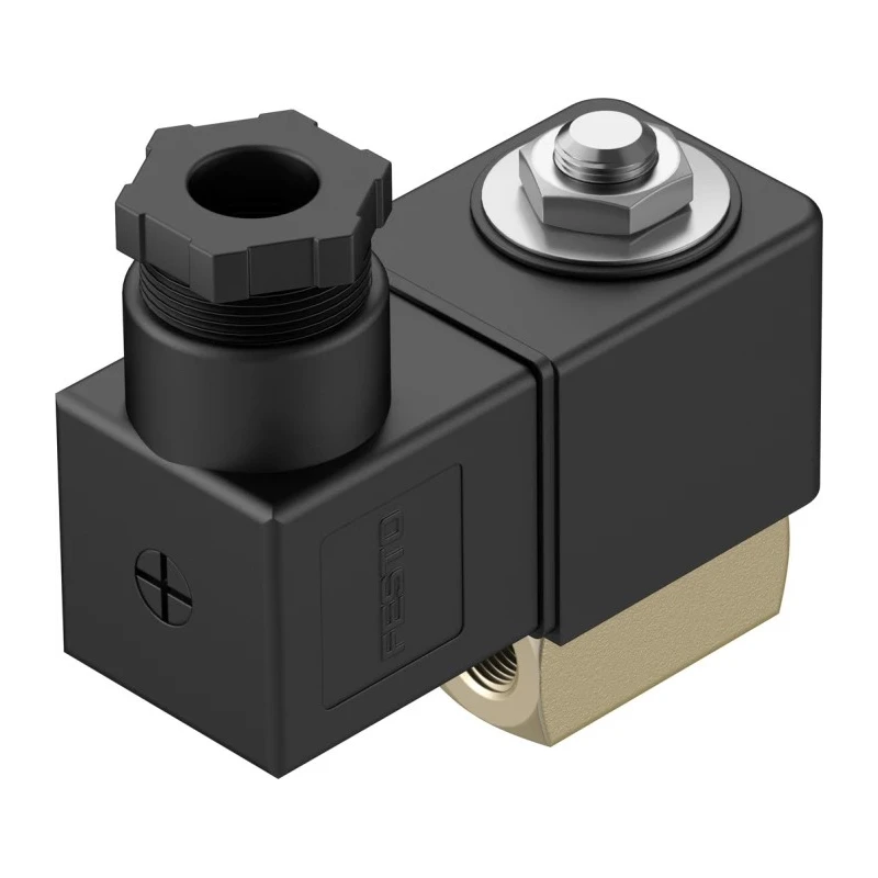 Festo Pneumatic Solenoid Valve 1 Solenoid Closed 2/2 Electric G 1/8 Brass Body 24V dc VZWD-L-M22C-M-G18-10-V-1P4-50
