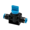Festo Pneumatic Manual Control Valve , Reinforced Polybutylene Terephthalate, 10 Bar Pressure, 60°C Max Temp HE-3-QS-6