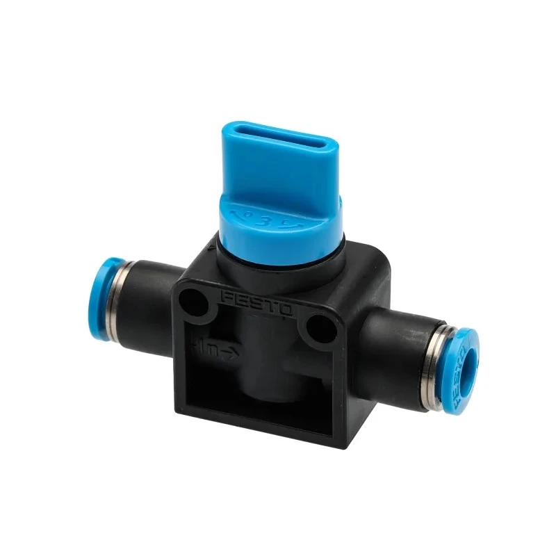 Festo Pneumatic Manual Control Valve , Reinforced Polybutylene Terephthalate, 10 Bar Pressure, 60°C Max Temp HE-3-QS-6