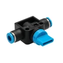 Festo Pneumatic Manual Control Valve , Reinforced Polybutylene Terephthalate, 10 Bar Pressure, 60°C Max Temp HE-3-QS-6