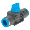 Festo Pneumatic Manual Control Valve HE-3-QS Series, Inlet Male/Female, Outlet Male/Female, 10 bar, 0 to 60°C HE-3-QS-10
