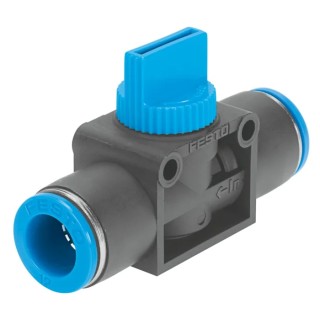 Festo Pneumatic Manual Control Valve HE-3-QS Series, Inlet Male/Female, Outlet Male/Female, 10 bar, 0 to 60°C HE-3-QS-10