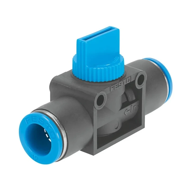 Festo Pneumatic Manual Control Valve HE-3-QS Series, Inlet Male/Female, Outlet Male/Female, 10 bar, 0 to 60°C HE-3-QS-10