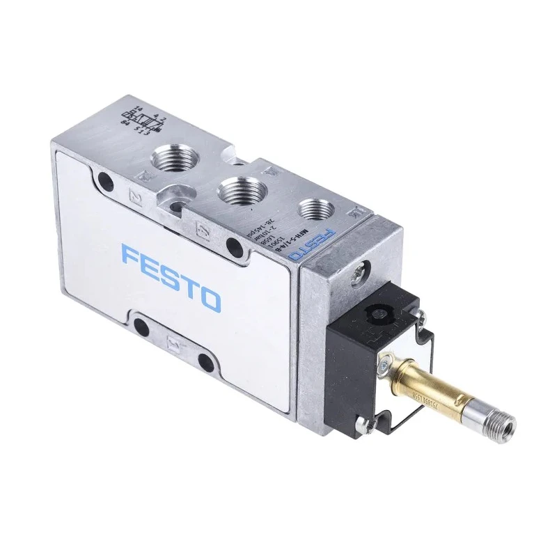 Festo Pneumatic Solenoid Valve 5/2 Way Monostable Electric G Threaded 1/4 in Port Size 10 bar Maximum Pressure MFH-5-1/4-B
