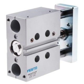 Festo Pneumatic Guided Cylinder DFM Series 20mm Bore 30mm Stroke Double Acting Through Hole Mount DFM-20-30-P-A-KF