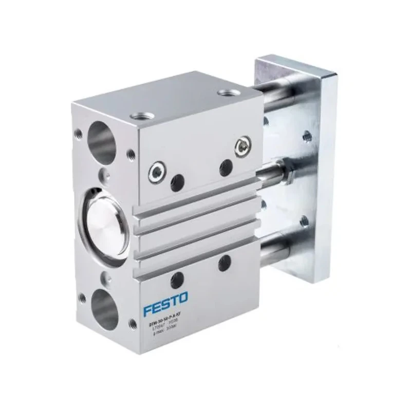 Festo Pneumatic Guided Cylinder Double Acting 63 mm Bore, 80 mm Stroke, Through Hole Mount, Elastomer DFM-63-80-P-A-KF