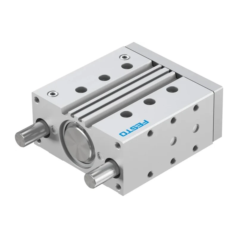 Festo Pneumatic Guided Cylinder 63mm Bore 100mm Stroke Double Acting Through Hole Mount DFM-63-100-P-A-KF
