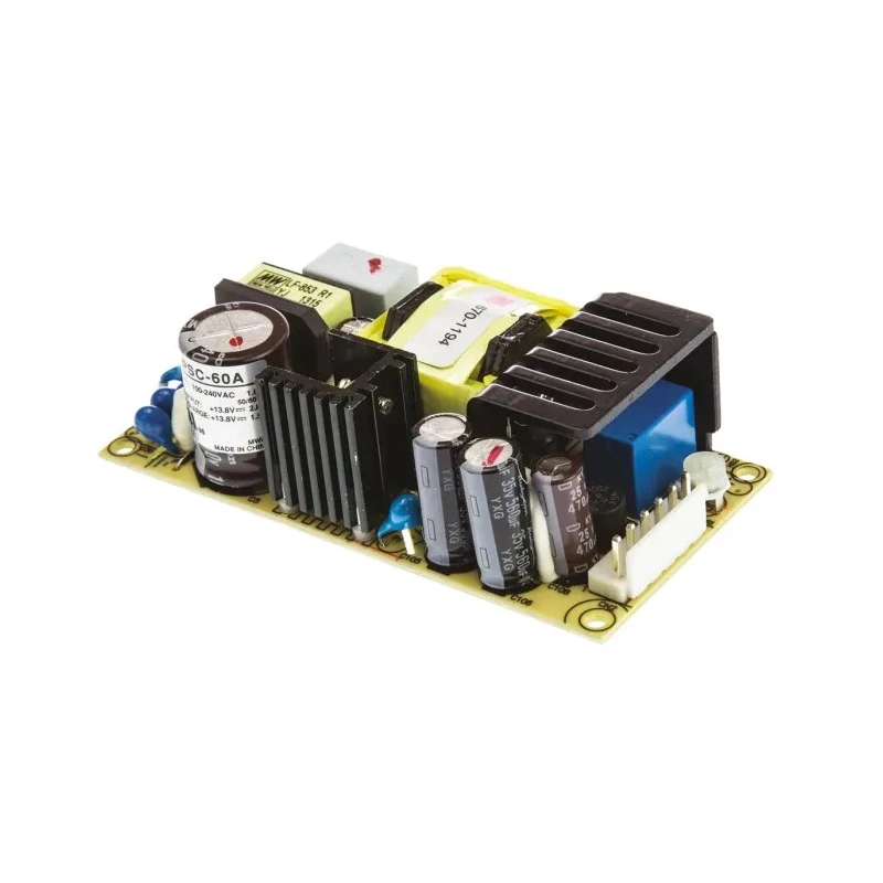 MEAN WELL Switching Power Supply 2 Output 13.8V DC, 59W, Chassis Mount PSC-60A