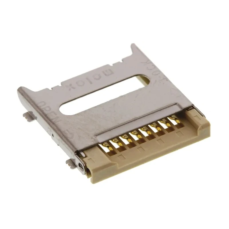 Molex 8 Way Right Angle Hinged MicroSD Memory Card Connector, Solder 500901-0801