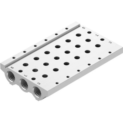 Festo VABM series 6 Station G Manifold Base with 1/4 in Port Size for VUVG-LK Series Valves VABM-L1-14S-G14-6