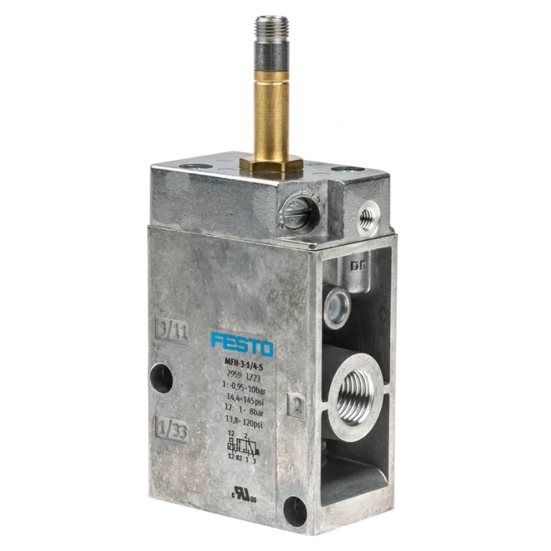 Festo Pneumatic Solenoid Valve 3/2 Way Closed Monostable Electric G Threaded 1/4 in Port MFH-3-1/4-S