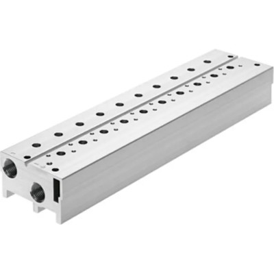 Festo VABM Series 2 Station G Manifold Base for 3/2-Way Valves, Aluminium Alloy, 3/8 in Port Size VABM-B10-25S-G38-2-P3