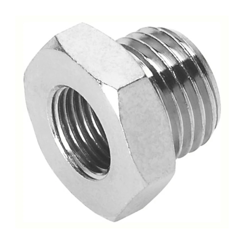 Festo Pneumatic Fitting Reducer Nipple, Nickel Plated Brass, G 3/8 Male to G 1/4 Female, Operating NPFC-R-G38-G14-MF