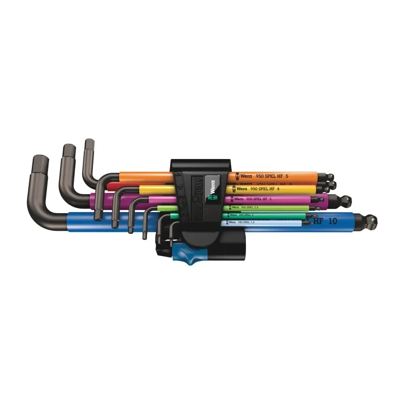 Wera 9 Piece L Metric Hex Key Set, Hex Sizes 1.5 to 10 mm, Long Arm, Steel Black Finish 05022210001