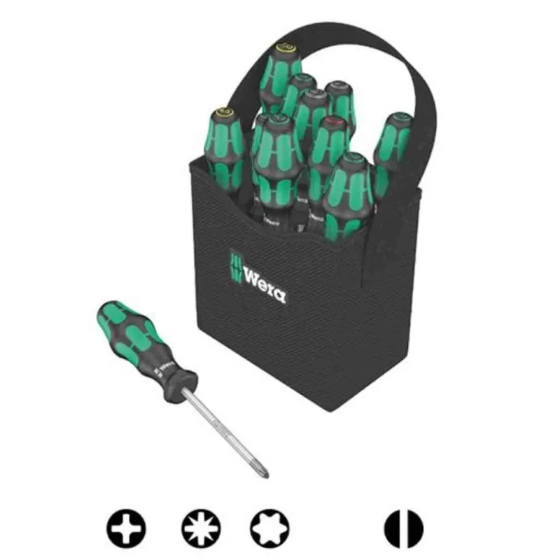 Wera Phillips, Pozidriv, Slotted, Torx Standard Screwdriver Set, 11-Piece 05004313001