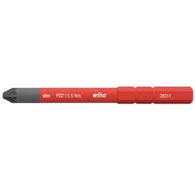 Wiha Screwdriver Bit 6 mm Drive Size PZ2 Tip 75 mm Overall Length Chrome Molybdenum Steel 34586