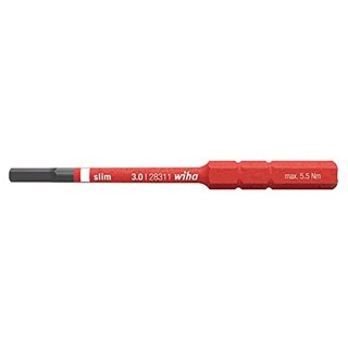 Wiha Hex Screwdriver Bit 3 mm Size, 6 mm Drive Hex Type, 75 mm Overall Length 37147