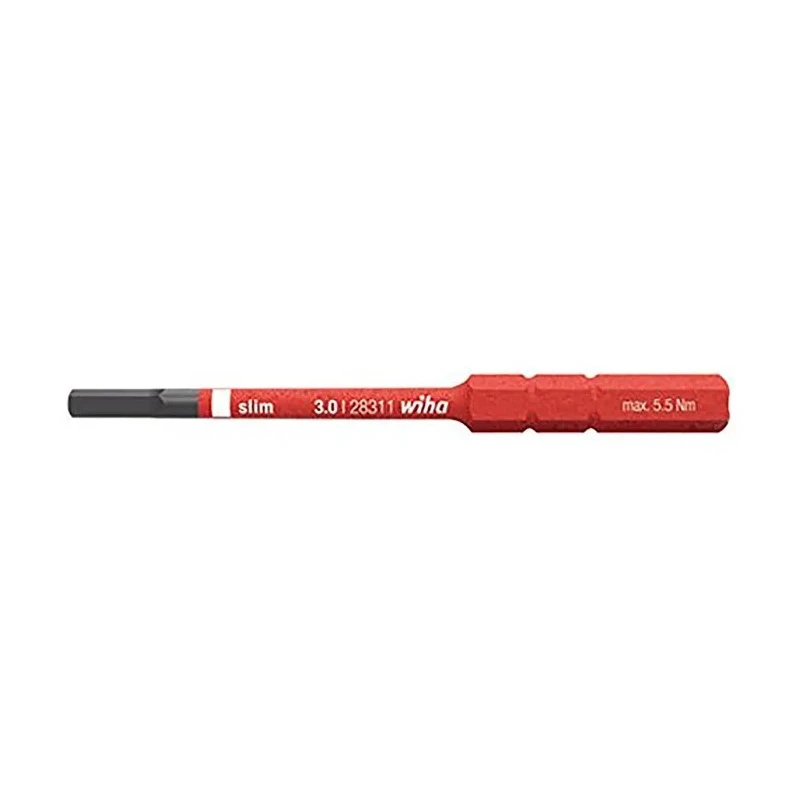 Wiha Hex Screwdriver Bit 3 mm Size, 6 mm Drive Hex Type, 75 mm Overall Length 37147