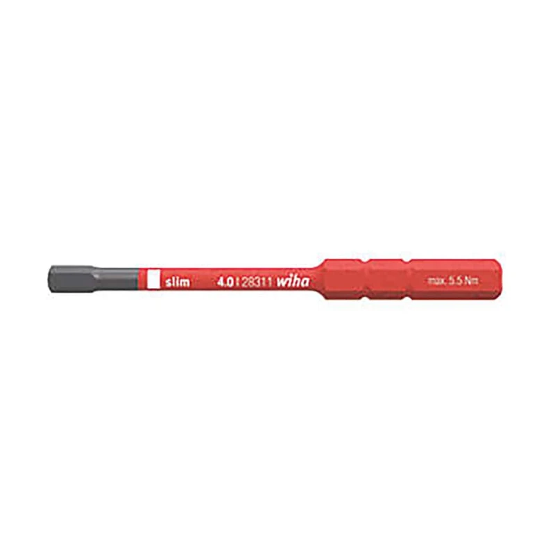 Wiha Hex Screwdriver Bit, 6 mm Drive Size, Hex 4 Tip, Chrome Molybdenum Steel, 75 mm Overall Length 37225