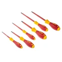 Wiha Insulated Pozidriv and Slotted Screwdriver Set, VDE SoftFinish Handle, 6-Piece 25477