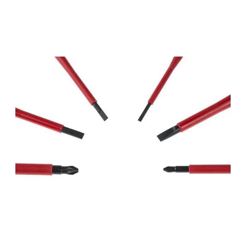 Wiha Insulated Pozidriv and Slotted Screwdriver Set, VDE SoftFinish Handle, 6-Piece 25477