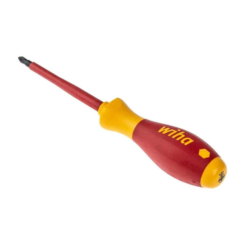 Wiha Insulated Pozidriv and Slotted Screwdriver Set, VDE SoftFinish Handle, 6-Piece 25477