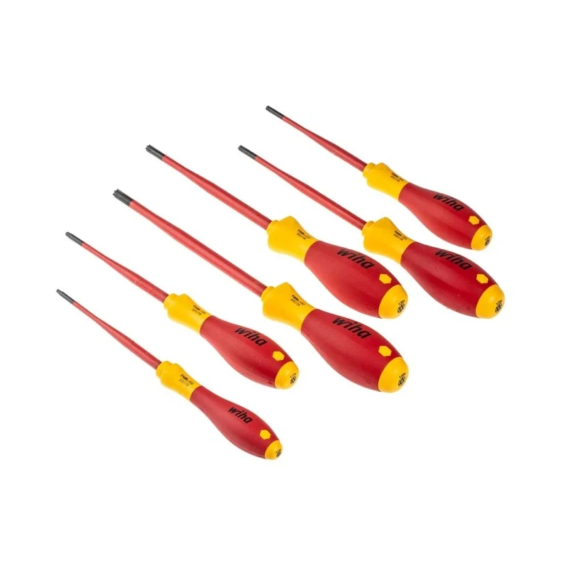 Wiha Torx Insulated Screwdriver Set, 6-Piece, SlimFix VDE, IEC 60900:2012, 1000 V Rated, Tip Sizes T10-T40 41245