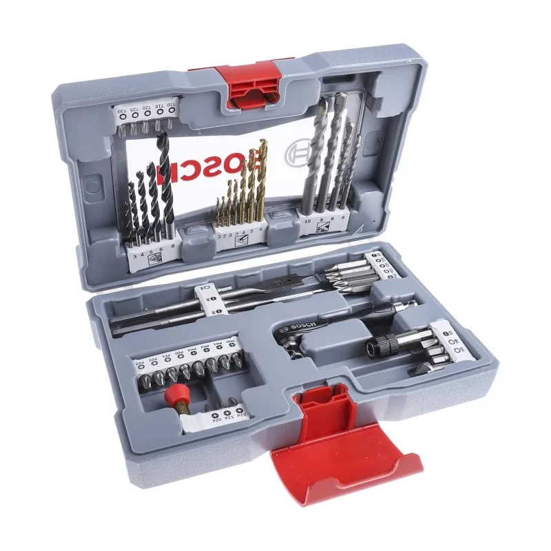 Bosch 49-Piece Twist Drill Bit Set for Masonry and Wood, 2 mm Min to 20 mm Max, Model 2608P00233