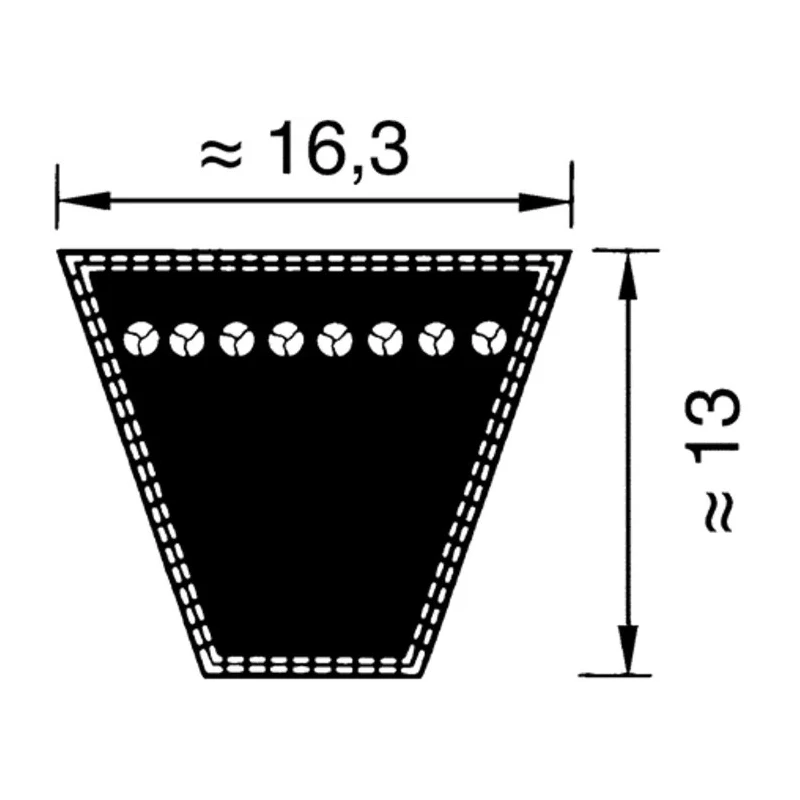 OPTIBELT High Capacity Rubber Wedge Belt SK Series , 16.3mm Width, 2022mm Outside Length, 13mm Height, -40°C to SPB 2000