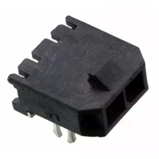 Molex Micro-Fit 3.0 Series Right Angle Through Hole PCB Header 2 Contacts 3 mm Pitch Shrouded 43650-0203