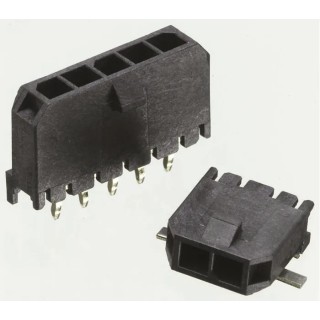Molex Micro-Fit 3.0 Series Right Angle Through Hole PCB Header 5 Contacts 3 mm Pitch 1 Row Shrouded 43650-0500