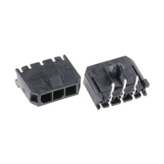 Molex Micro-Fit 3.0 Series Right Angle Through Hole PCB Header, 3 Contacts, 3 mm Pitch, 1 Row, Shrouded 43650-0300