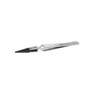 ideal-tek 130mm Carbon Fibre, Polyamide 66, Stainless Steel Straight, Round, Very Fine, Flat ESD Safe Tweezer 2AXCFR.SA.1
