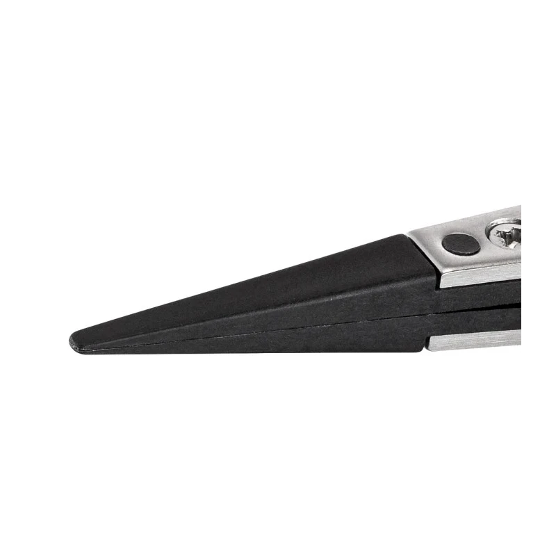 ideal-tek 130mm Carbon Fibre, Polyamide 66, Stainless Steel Straight, Round, Very Fine, Flat ESD Safe Tweezer 2AXCFR.SA.1