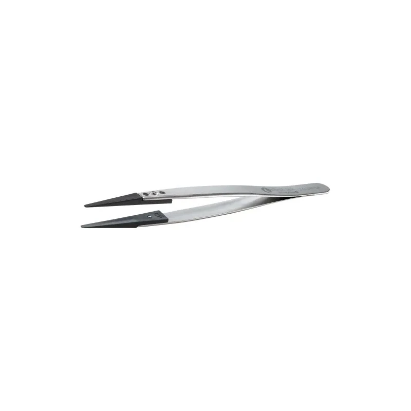 ideal-tek 130mm Polyetheretherketone Stainless Steel Round Straight Very Fine ESD Safe Tweezer 2ACPR.SA.1