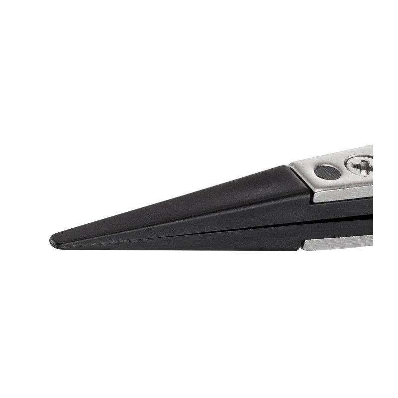 ideal-tek 130mm Stainless Steel, Polyetheretherketone Straight Round Very Fine Flat ESD Safe Tweezer 2AXCPR.SA.1