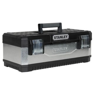 Stanley Plastic Tool Box with 23 Compartments, Latch Lock, Tote Tray, 584mm x 584mm x 293mm 1-95-619