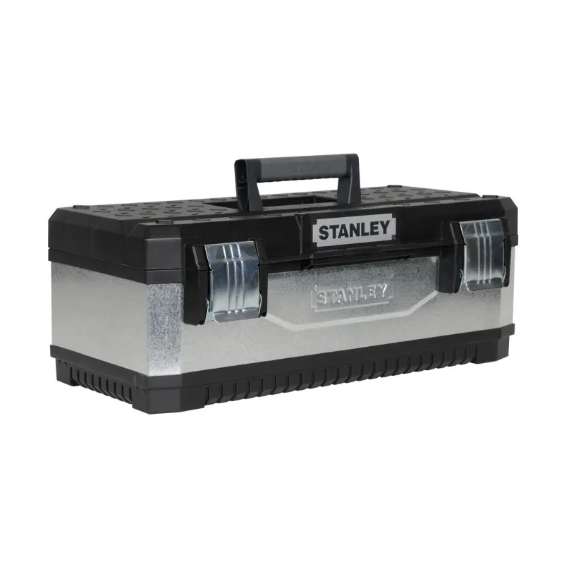 Stanley Plastic Tool Box with 23 Compartments, Latch Lock, Tote Tray, 584mm x 584mm x 293mm 1-95-619