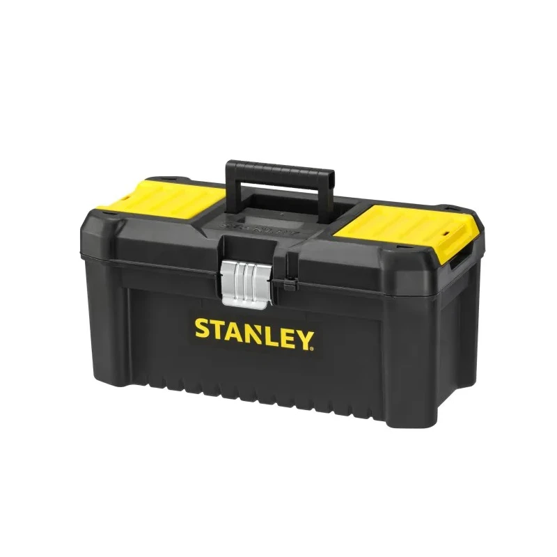 Stanley Plastic Tool Box 200mm Length 195mm Width 410mm Height Latch Lock Movable Tray Yellow Black STST1-75518