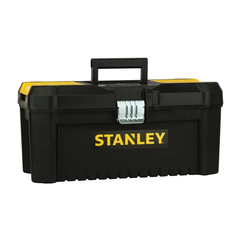 Stanley Plastic Tool Box 200mm Length 195mm Width 410mm Height Latch Lock Movable Tray Yellow Black STST1-75518