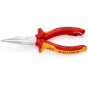 Knipex Insulated Comfort Grip Long Nose Plier 160mm Overall, 50mm Round Jaw, VDE 1000V Approved 25 06 160 T