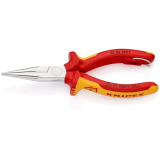 Knipex Insulated Comfort Grip Long Nose Plier 160mm Overall, 50mm Round Jaw, VDE 1000V Approved 25 06 160 T