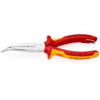 Knipex Insulated Comfort Grip 1-Piece Long Nose Plier Round Jaw 73mm, 200mm Overall VDE 1000V Approved 26 26 200 T