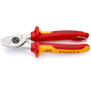 Knipex VDE/1000V Approved Flush Cable Cutter 165mm, 15mm Maximum Cutting Capacity, Tool Steel Jaws 95 16 165 T