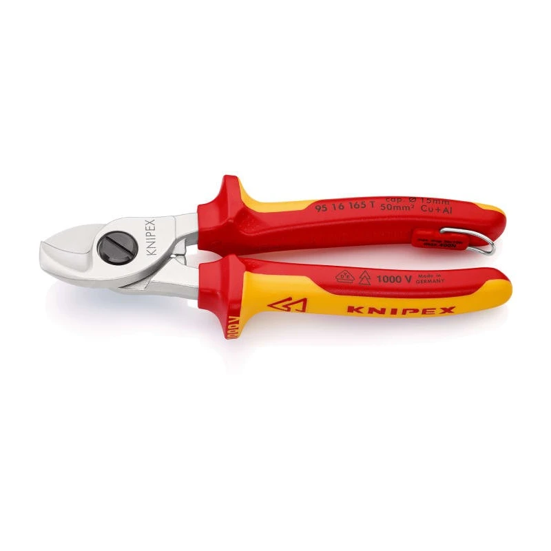 Knipex VDE/1000V Approved Flush Cable Cutter 165mm, 15mm Maximum Cutting Capacity, Tool Steel Jaws 95 16 165 T