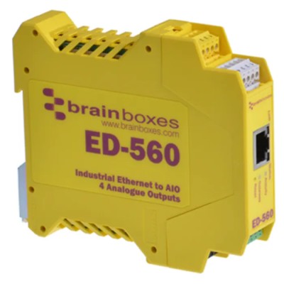 Brainboxes PLC I/O Module 4-Channel Analogue DIN Rail Mount Ethernet Interface ED-560