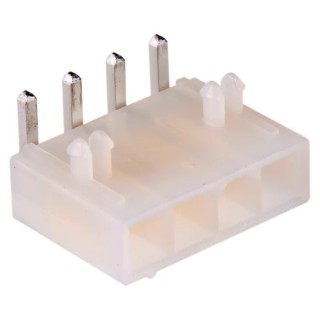 Molex Mini-Fit Jr Series Right Angle Through Hole PCB Header, 4 Contact(s), 4.2 mm Pitch, 1 Row, Shrouded 39-30-3047