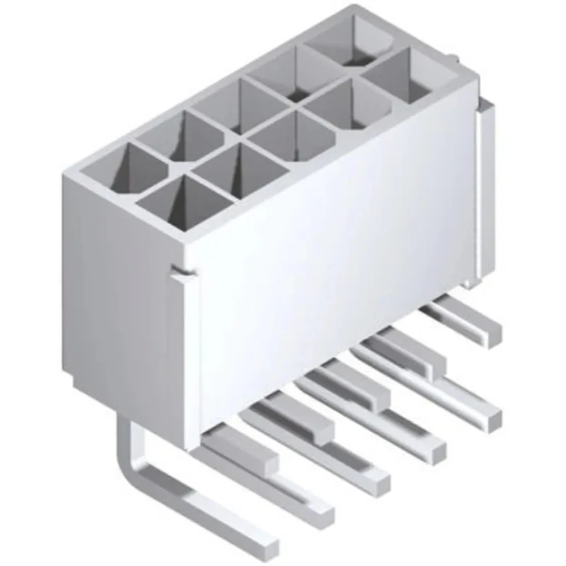 Molex Mini-Fit Jr Series Right Angle Through Hole PCB Header 8 Contacts 4.2 mm Pitch 2 Row Shrouded 87427-0802